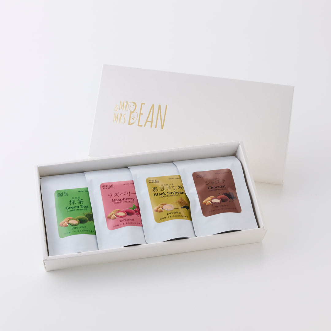 抹茶、ラズベリー、黒豆きな粉、ショコラの4種のギフト